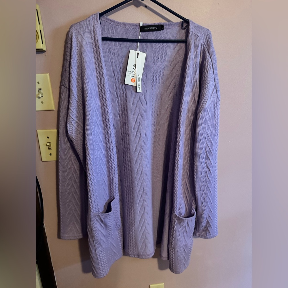 NWT lilac purple cardigan XL